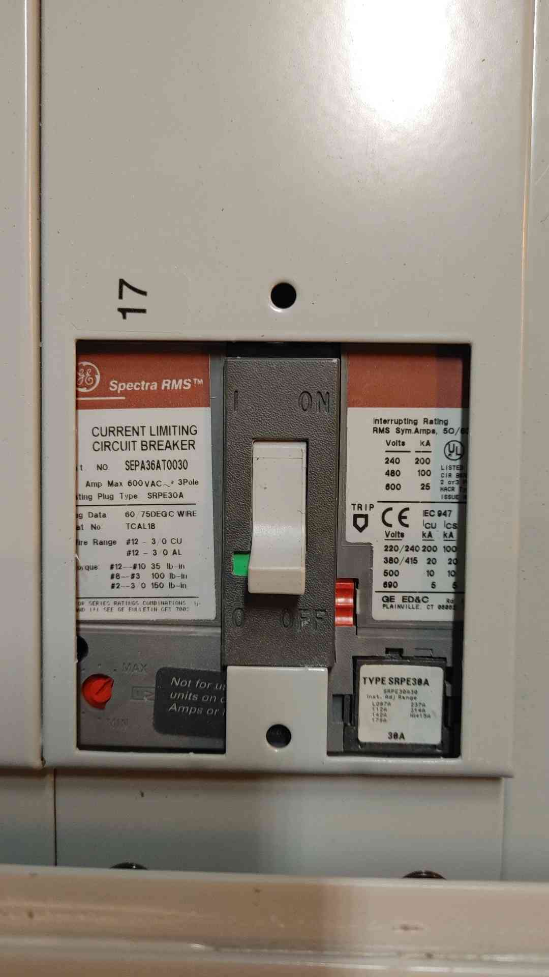 GE Spectra Series 600A 480V 3PH Panelboard (SKU: 109915)