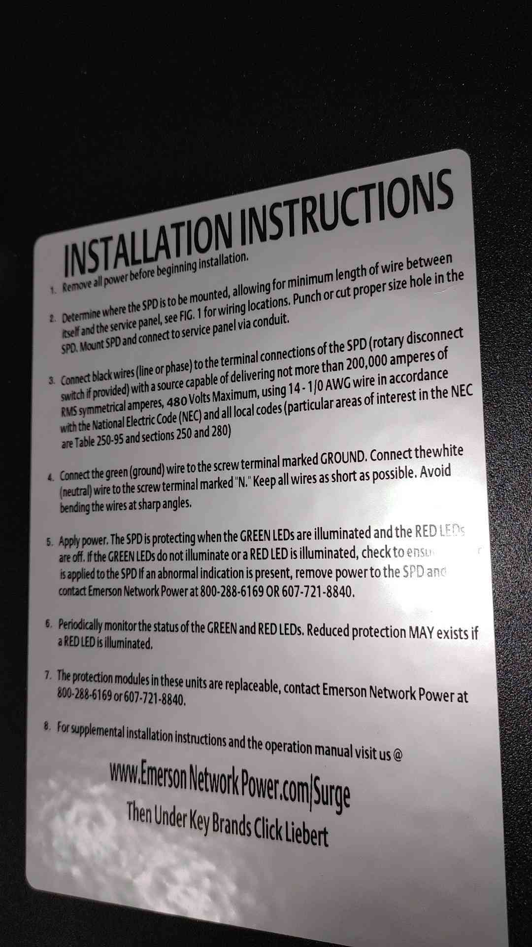 Liebert 480/277V 3PH SI Surge Protection Panel S1032277XANCE (SKU: 111378)