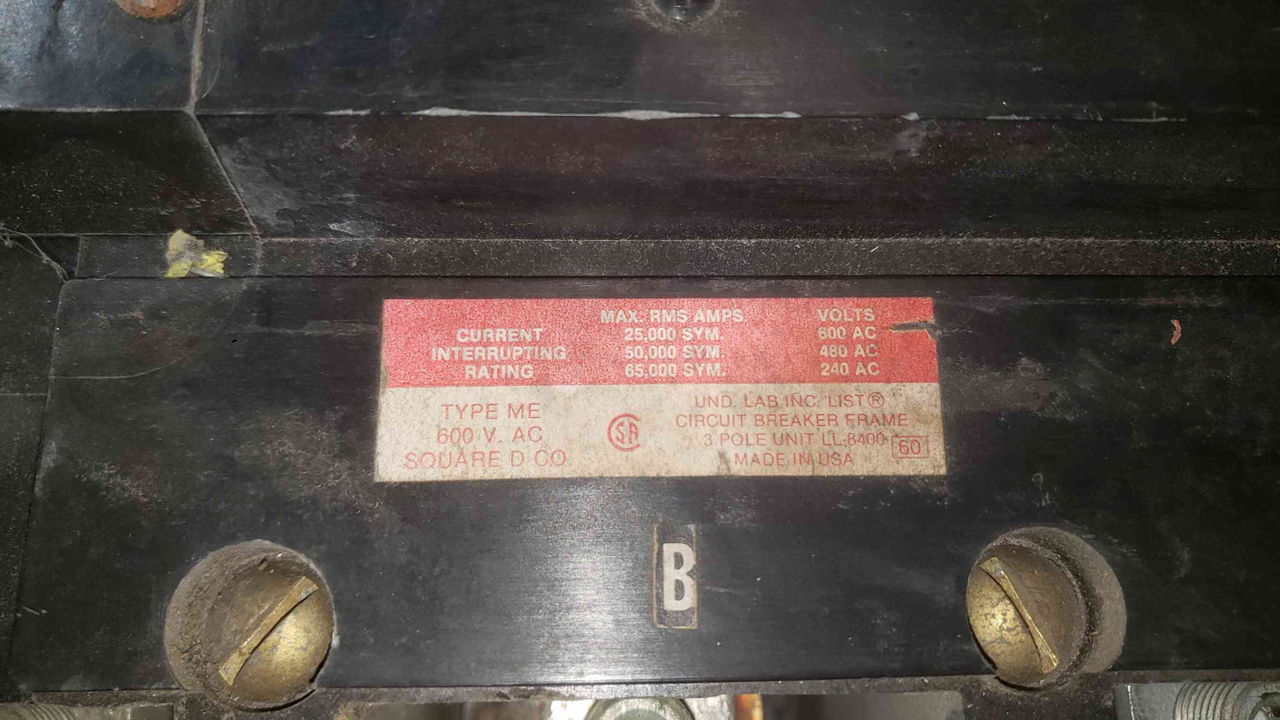 Square D 225A 600V 3 Pole Breaker ME2-200 (SKU: 112548)