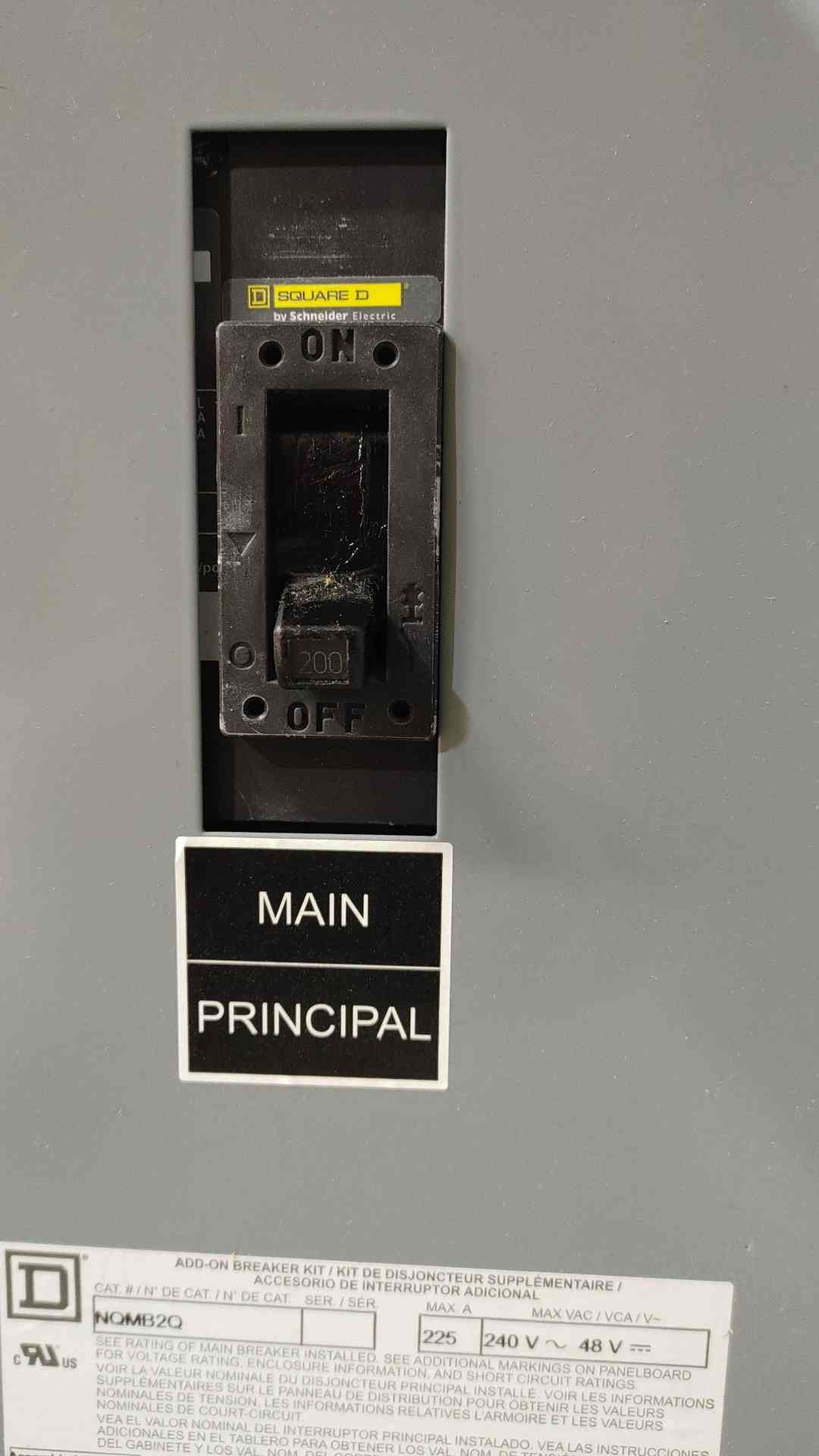 Square D NQ 225A 240V~48V 3PH 4W Panelboard w/ Main NQ472L2C(SKU: 112661)