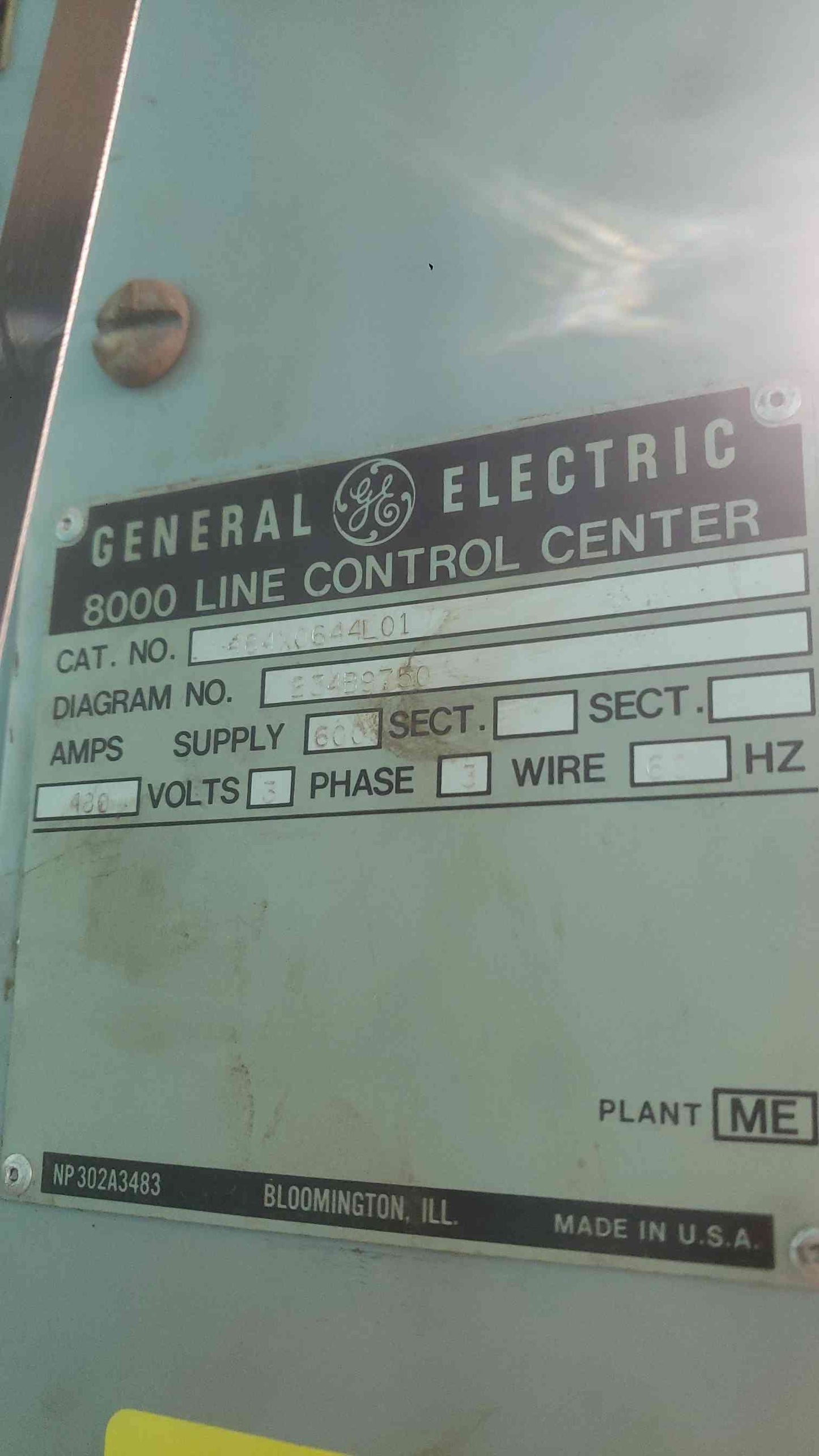 GE 8000 Line Motor Control MCC 3 Section Double Sided 26 Buckets Front & Back (SKU: 111435)