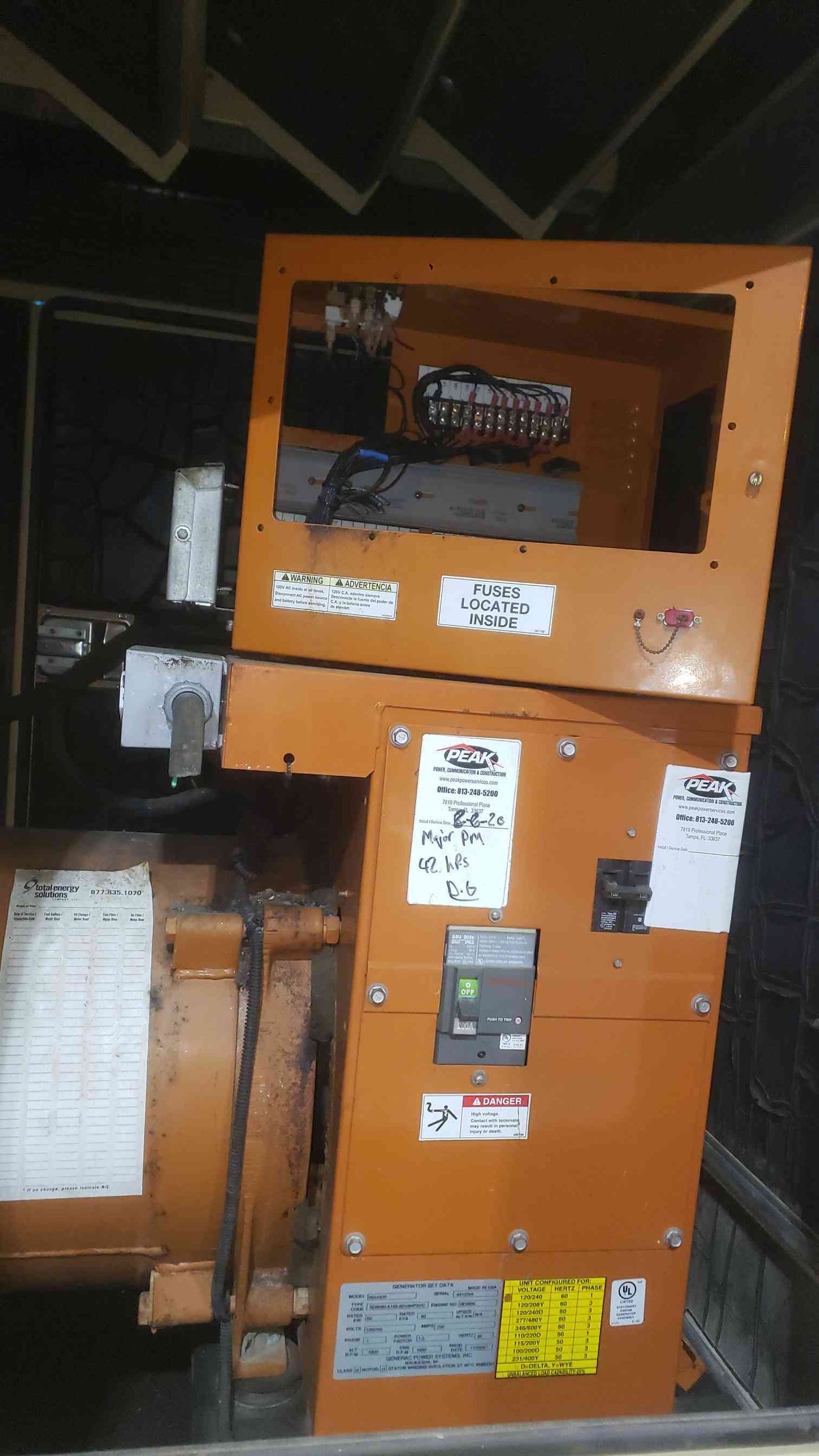60KW GENERAC SD060 120/240 250A 1PH Diesel 42 Hrs. AS-IS