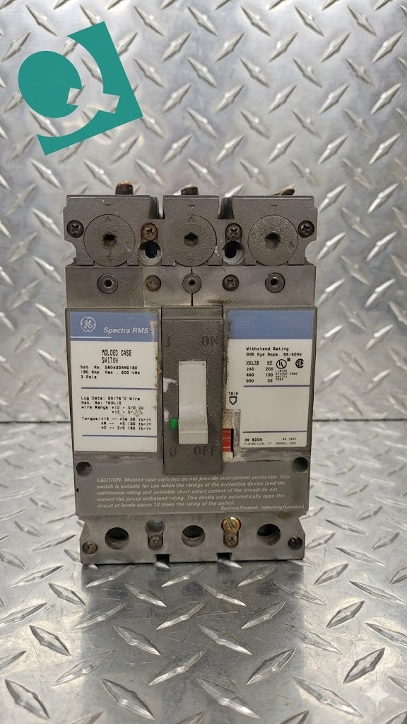 General Electric Spectra RMS 150A 3 Pole Circuit Breaker 600VAC SEDA36AND150