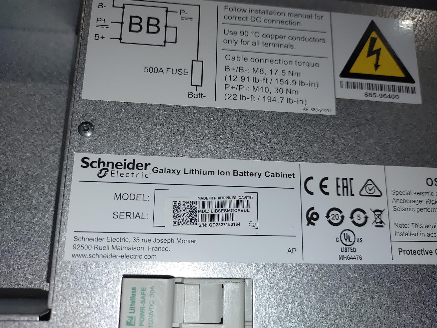Schneider Electric Galaxy Lithium-ion Battery Cabinet (SKU: 111352)