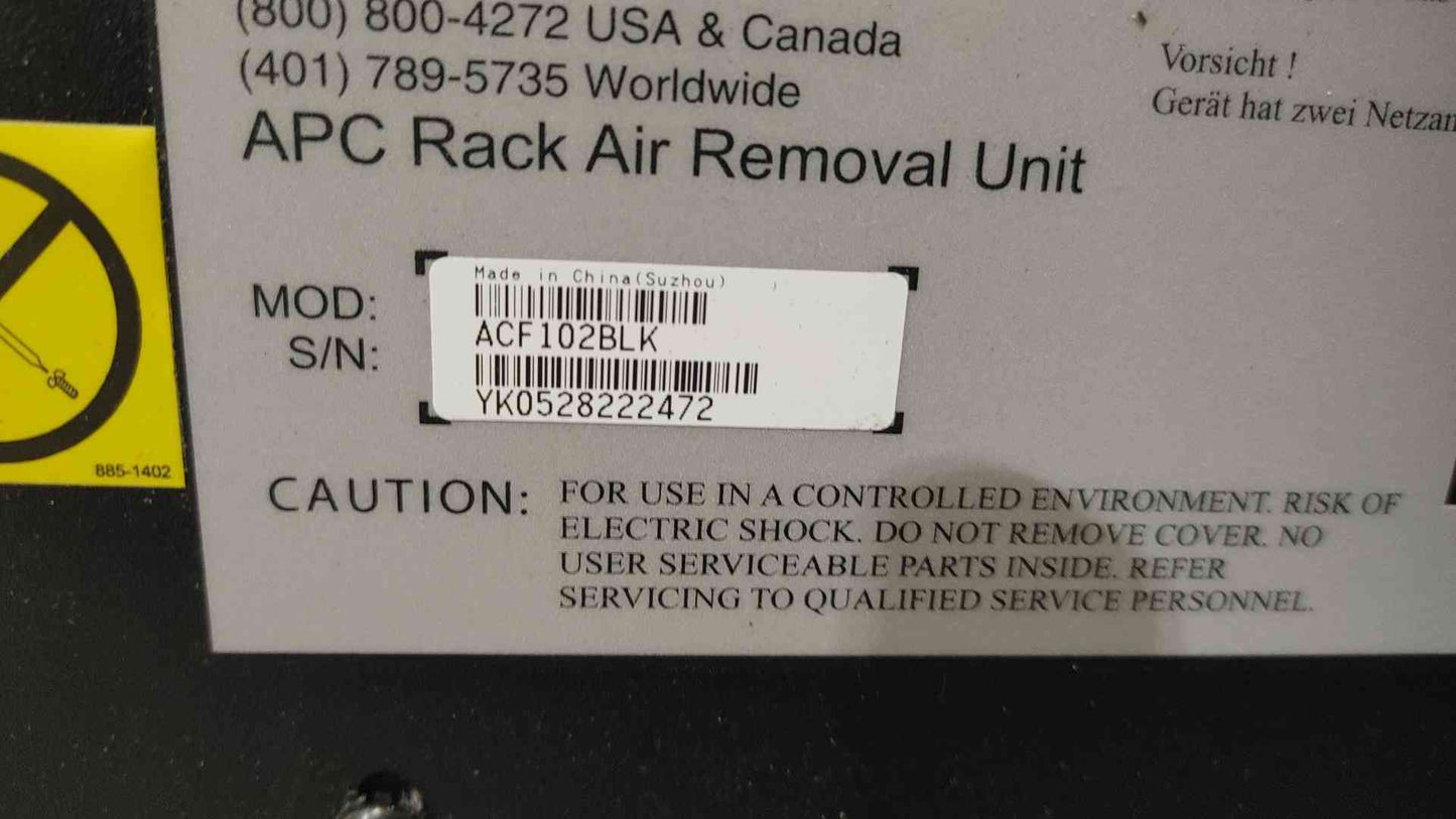 APC ACF102BLK Rack Air Removal Unit 208-230V NetShelter SX Cooling
