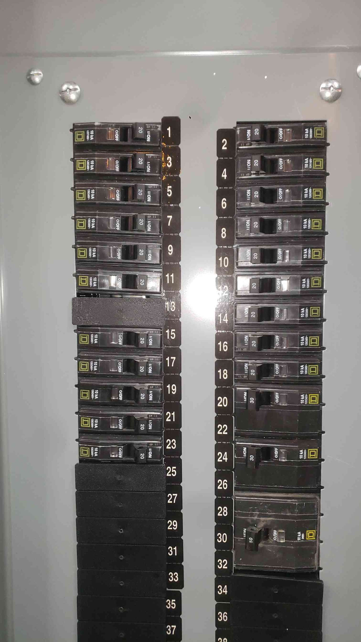 Square D NQ442L2C 225A 120/208V 3 Phase 42 Ckt Panelboard W/ 23 QO Breakers