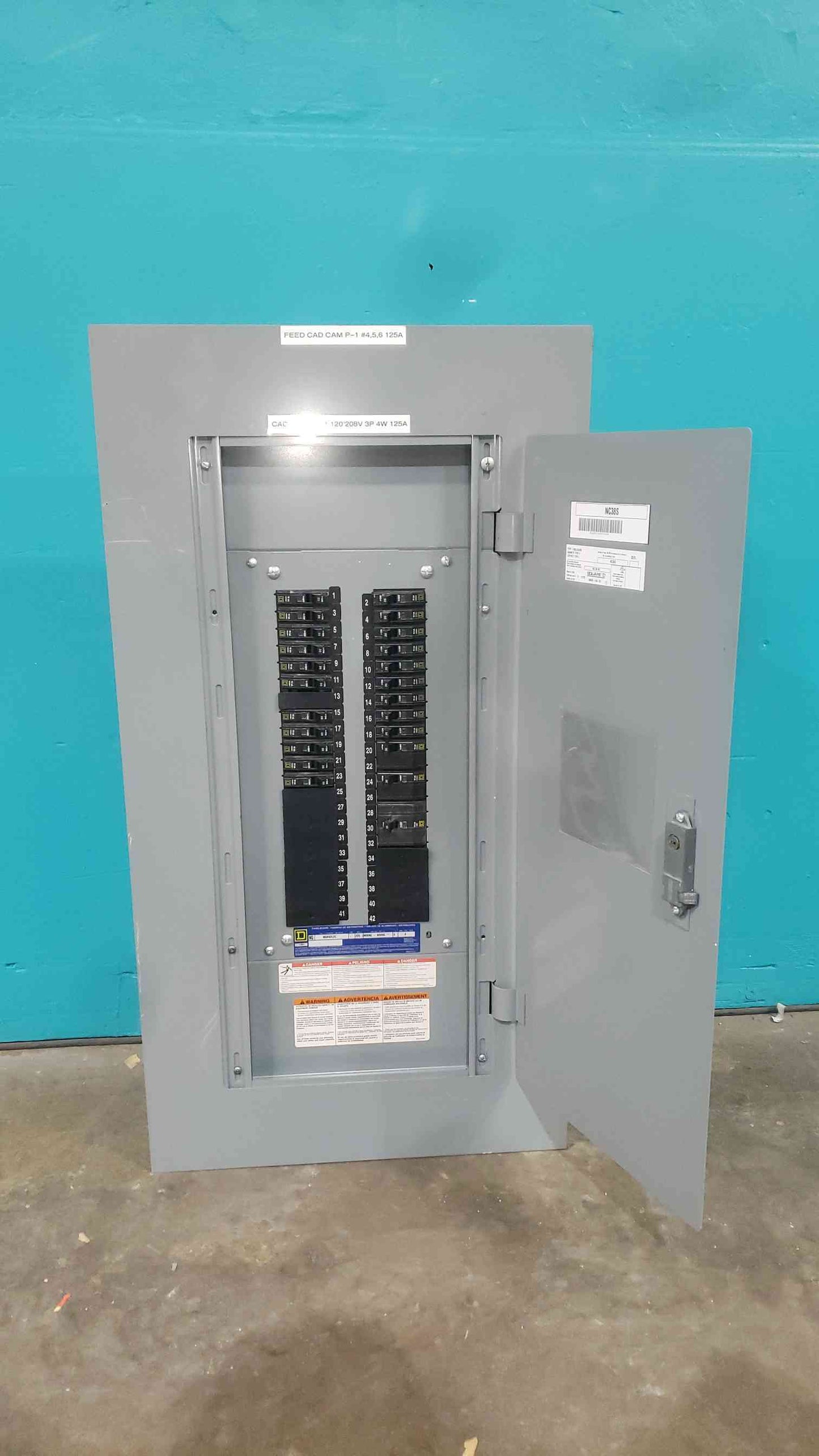 Square D NQ442L2C 225A 120/208V 3 Phase 42 Ckt Panelboard W/ 23 QO Breakers
