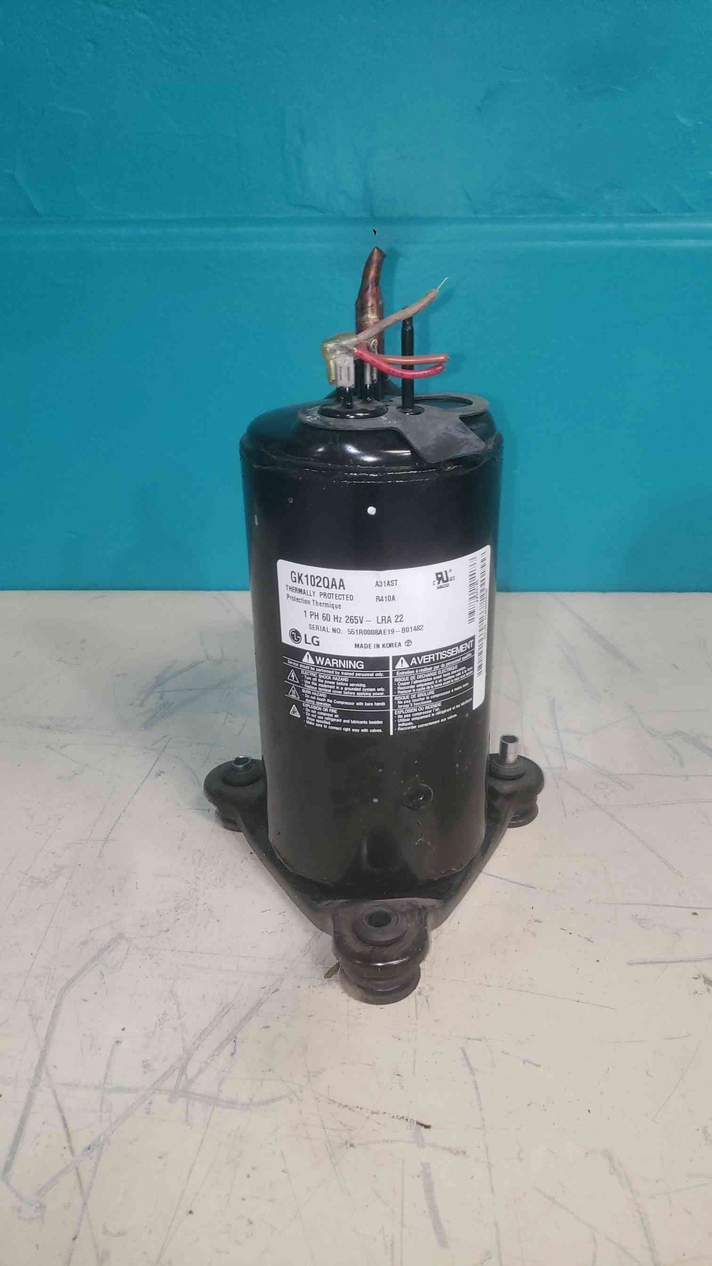 LG Rotary AC Compressor GK102QAA 265V 1PH 10k BTU PTAC Mini Split Motor HVAC