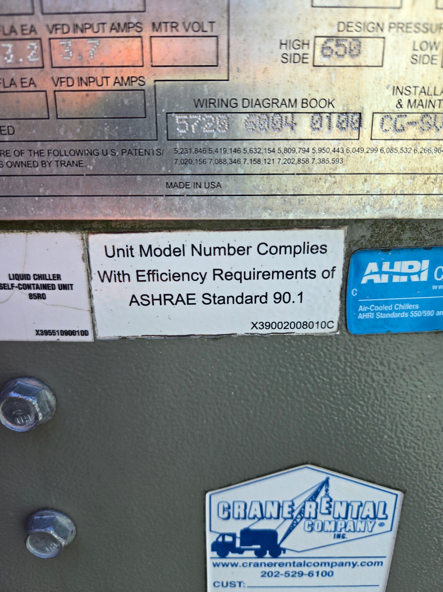 Trane 120 Ton Air Cooled Chiller CGAM 460V 3PH R410A Commercial Scroll HVAC Pack
