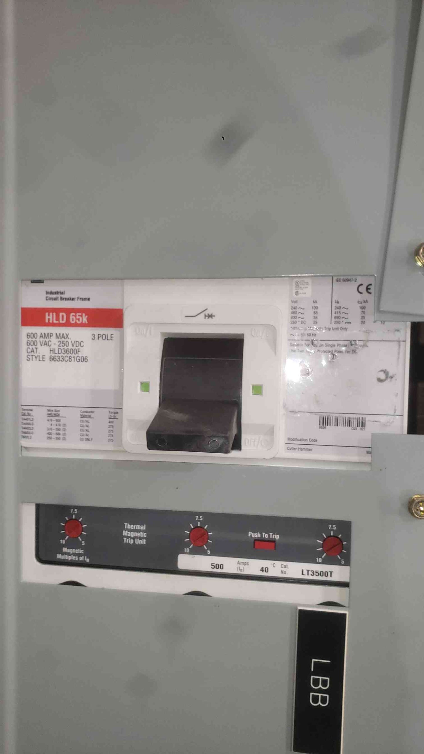 Eaton Pow-R-Line C Switchboard 1200A 480V 3PH UPS Maintenance Bypass Panel HLD