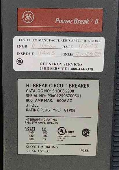 GE Power Break II Switchboard 4000A 480V 3PH Populated 9x Circuit Breaker Lineup