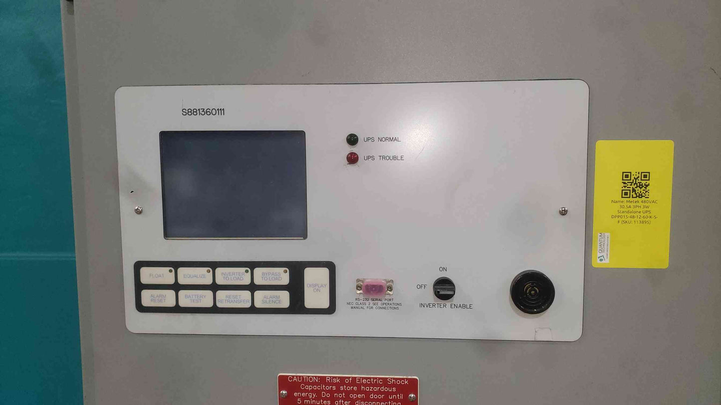 Ametek DPP 15 kVA Industrial UPS System 480V to 120V Tower DPP015 GE Breakers