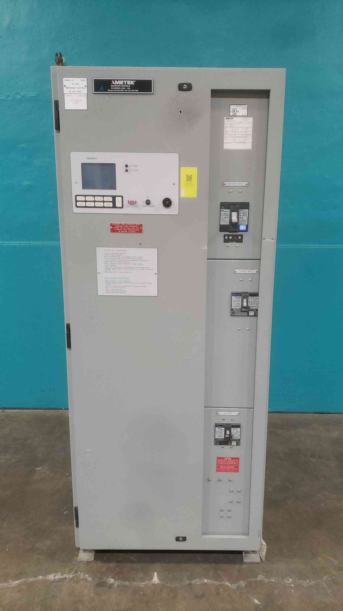 Ametek DPP 15 kVA Industrial UPS System 480V to 120V Tower DPP015 GE Breakers