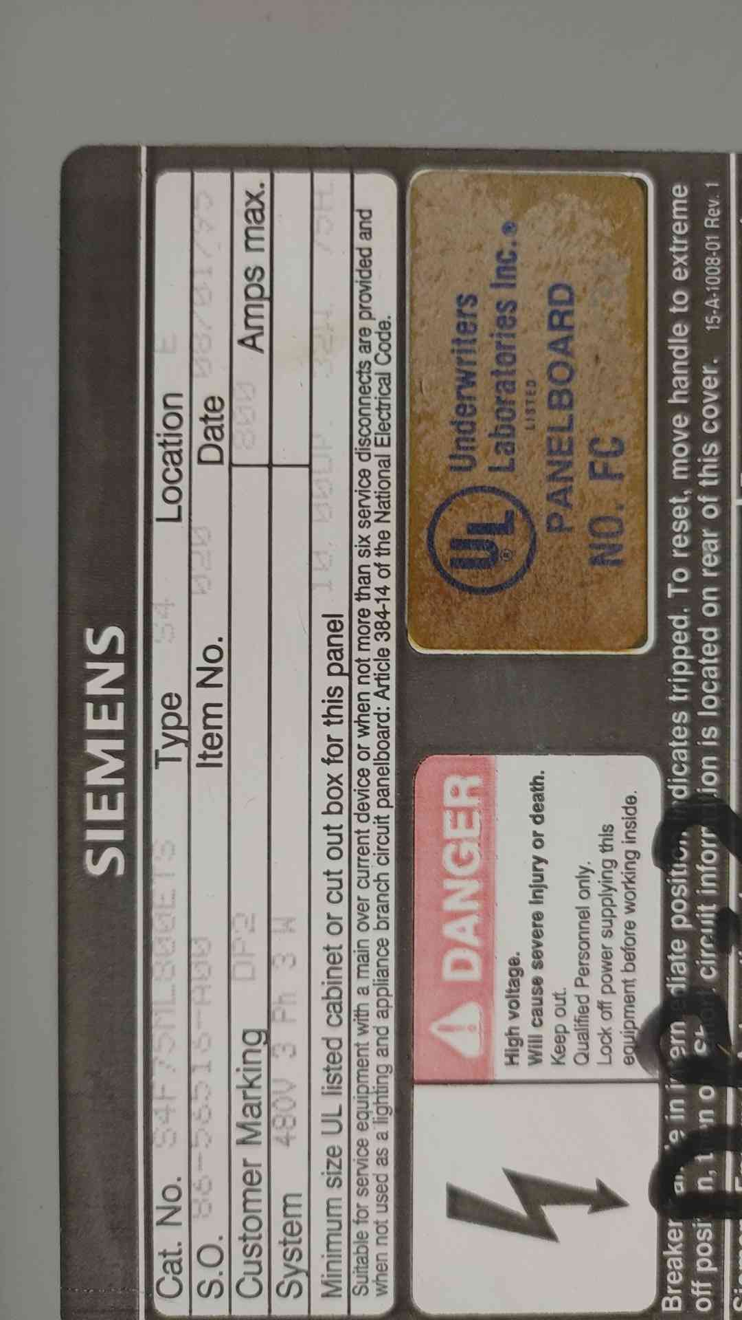 Siemens S4 800A 480V 3 Phase Industrial Panelboard Distribution Panel w Breakers