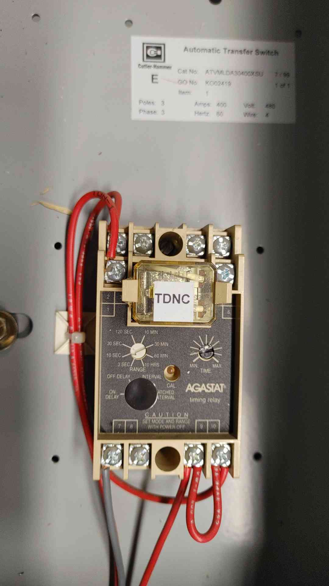Cutler Hammer Automatic Transfer Switch 400A 480V 3Phase 3Pole ATVMLDA30400XSU