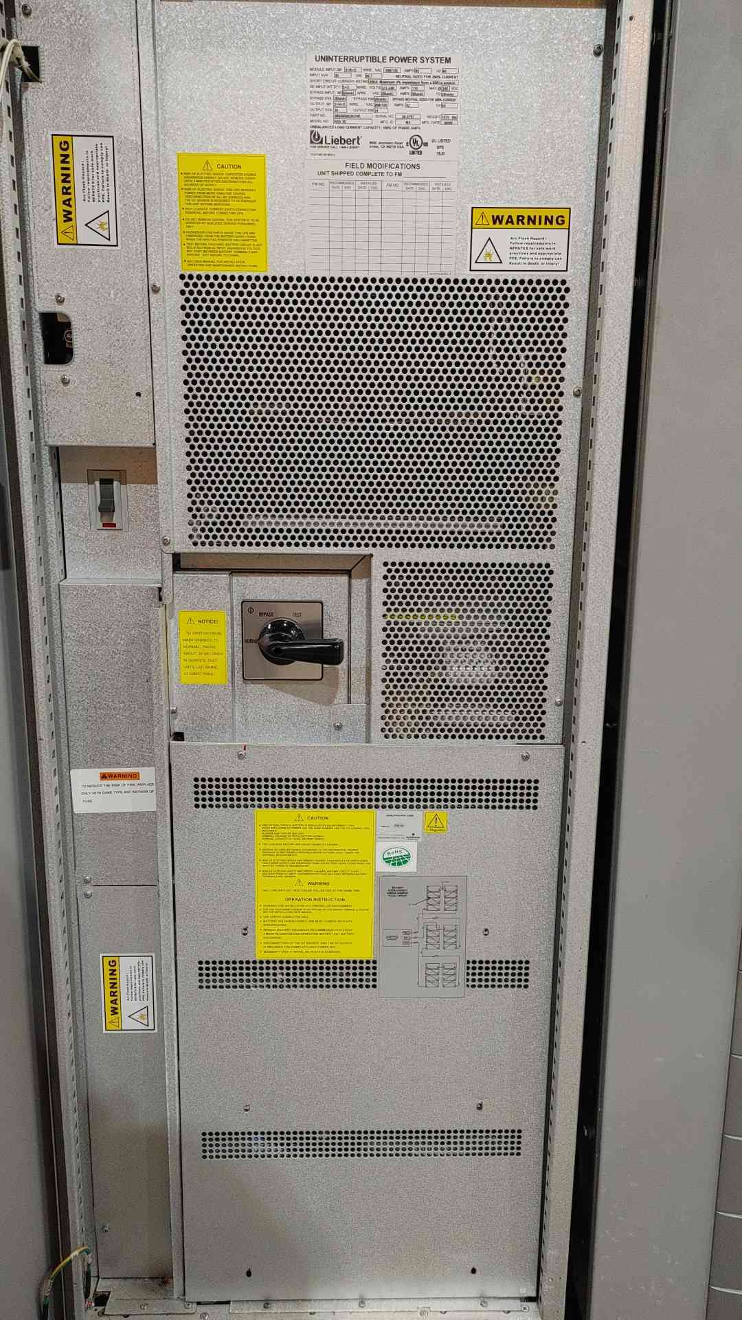 Liebert NXB 30 Uninterruptible Power System 30KVA 24 kW 3ph 208/120V & Battery Cabinet UPS12-150MR 120 Amps DC