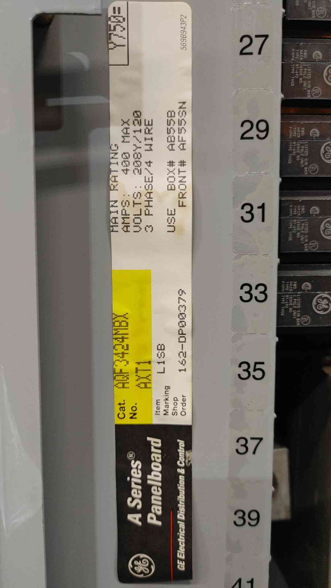 GE AQF3424MBX 400A 208Y/120V 3PH Panelboard Enclosure 34x THQB 20A 1P Breakers