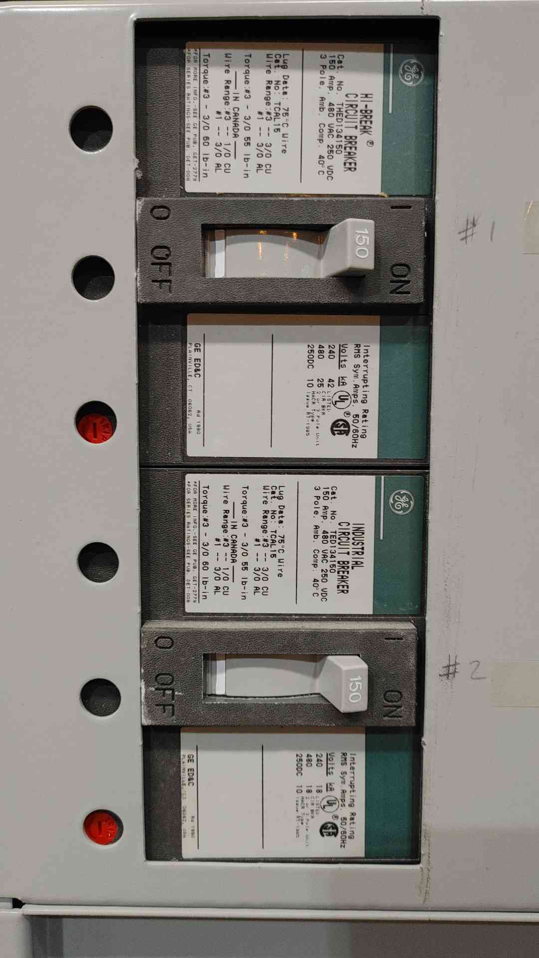 GE AEF3364BBX 400A 480Y/277V 3PH Panelboard 36x TEY 20A 1P & THED 150A Breakers