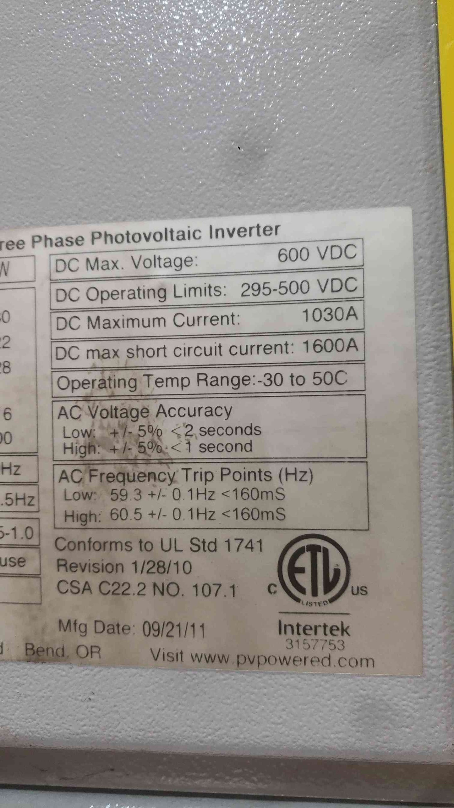 PV Powered 260kW Commercial Solar Inverter PVP260kW 480V 3PH Grid-Tie 600VDC