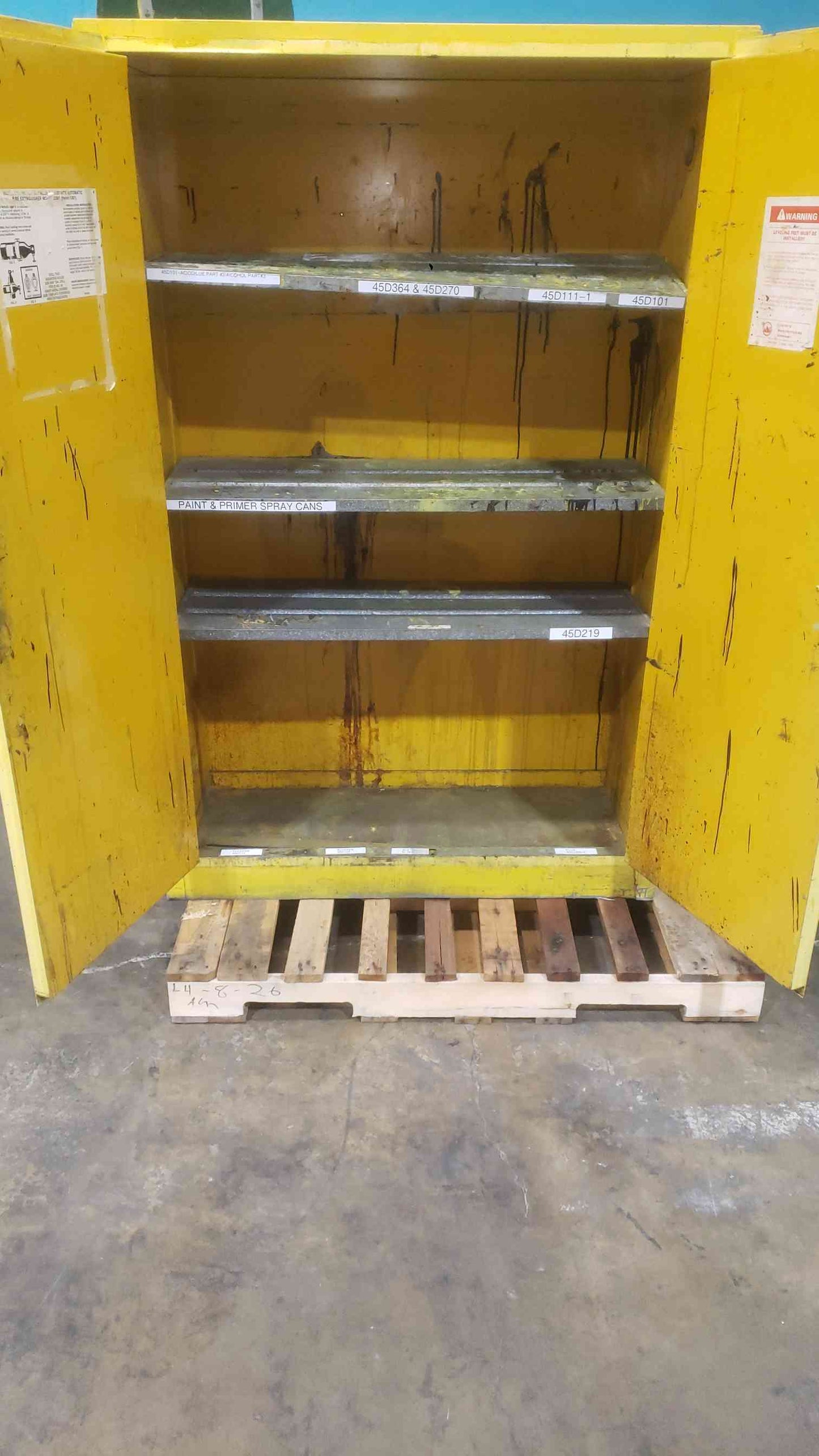 Justrite 25450 45 Gal Flammable Safety Storage Cabinet Yellow 2 Door Metal