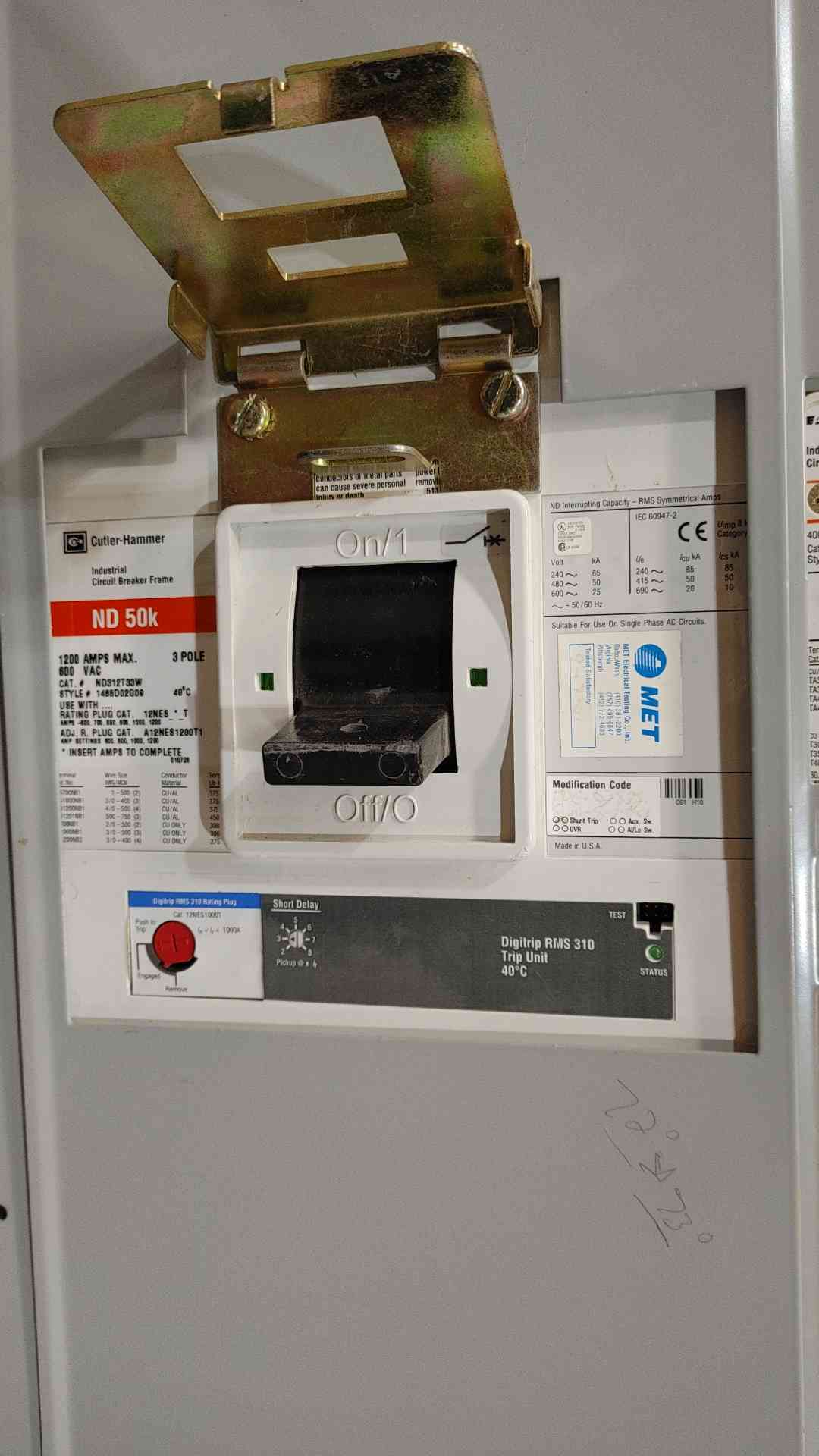 Cutler-Hammer Pow-R-Line C Switchboard 1200A 480V 3PH 3W Main Enclosure Loaded