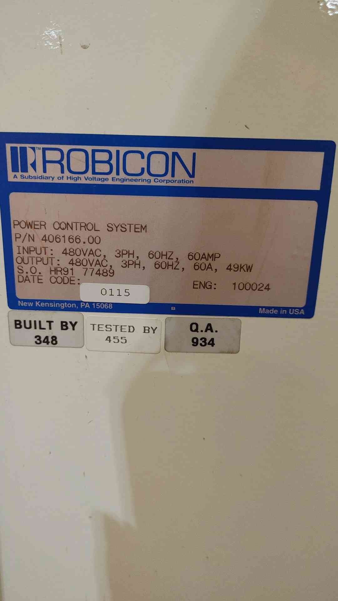 Robicon SCR Power Control Panel 480V 3PH 60A 49kW Heater Panel Halmar Robicon