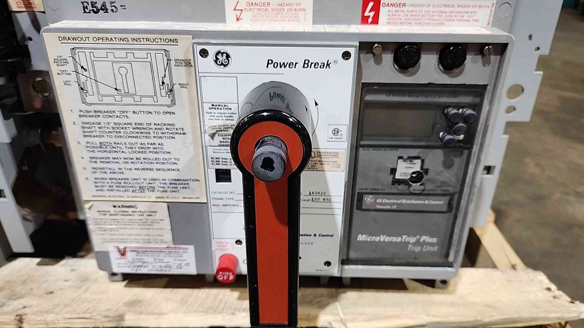 GE Power Break TCL88TTE1CR 800A Circuit Breaker Drawout MicroVersaTrip 120VAC