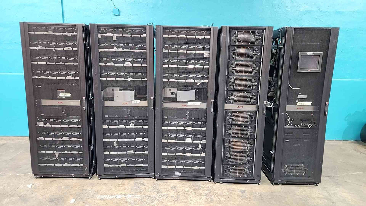 APC Symmetra PX 250kW UPS Frame SYPF250KD w/ 3x SYBFXR8 Battery Cabinets Lineup