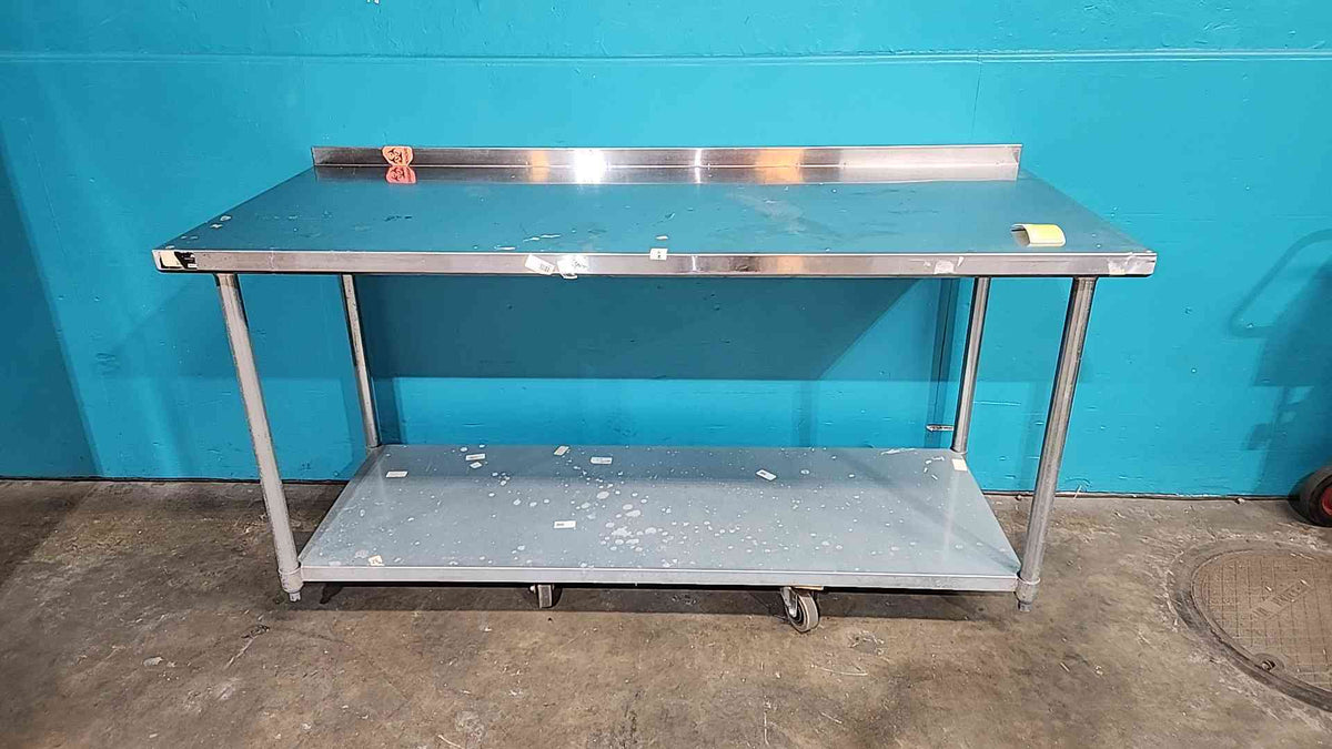 6ft Stainless Steel Commercial Prep Table Workstation Backsplash Undershelf Wheels