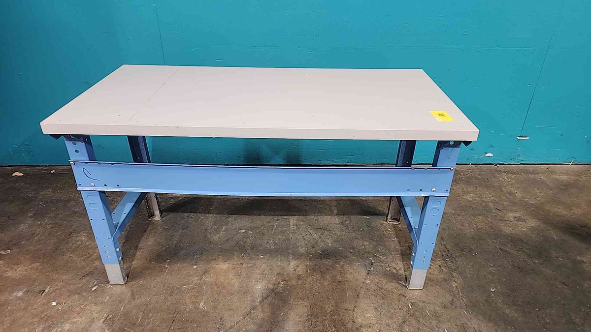 5 Ft Heavy Duty Industrial Lab Workbench Table Adjustable Steel Frame Gray Blue
