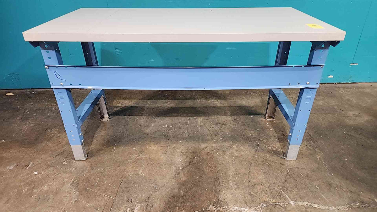 5 Ft Heavy Duty Industrial Lab Workbench Table Adjustable Steel Frame Gray Blue