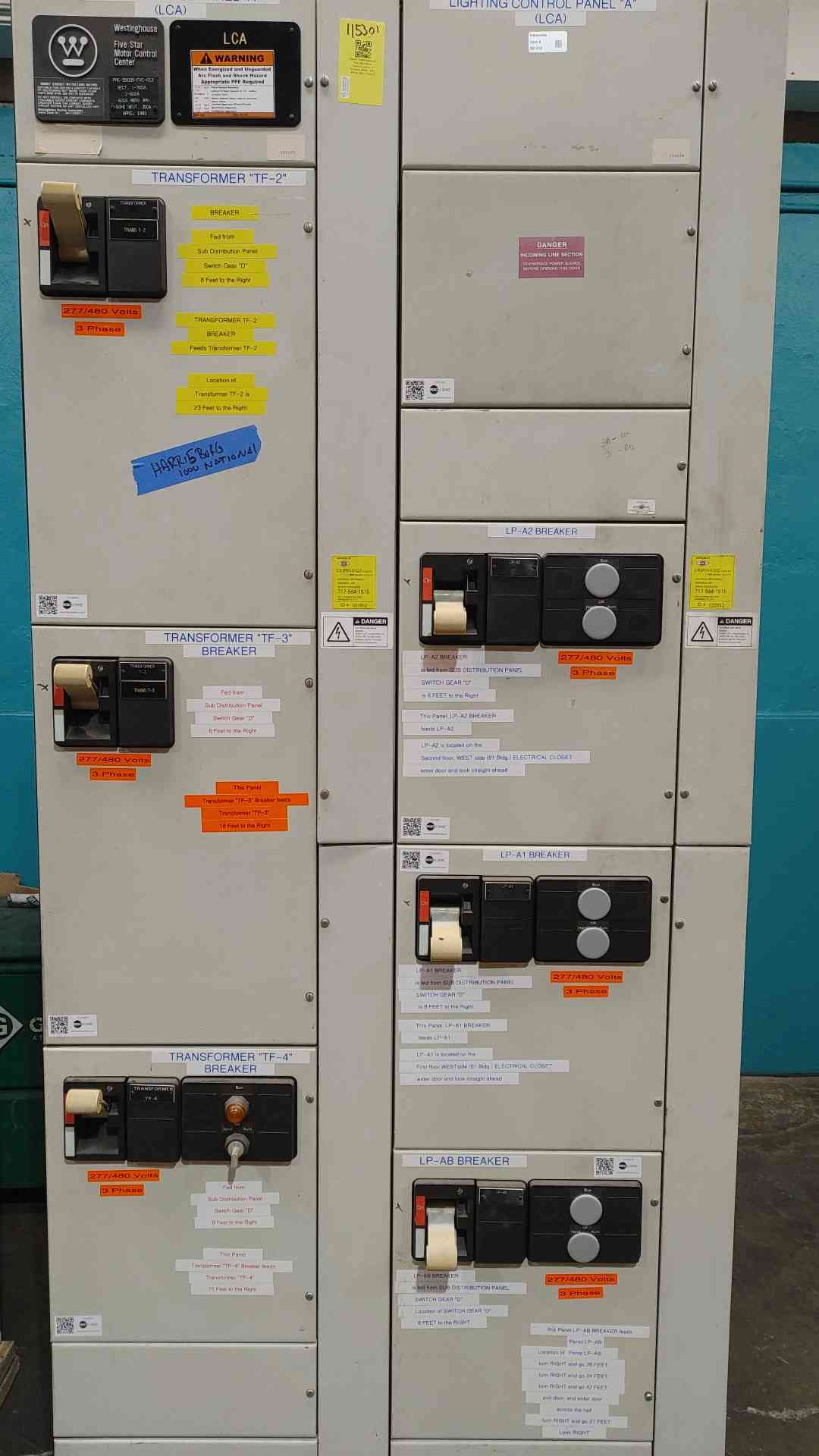 Westinghouse Five Star Motor Control Center MCC Cabinet 600A 460V 3PH 3 Section