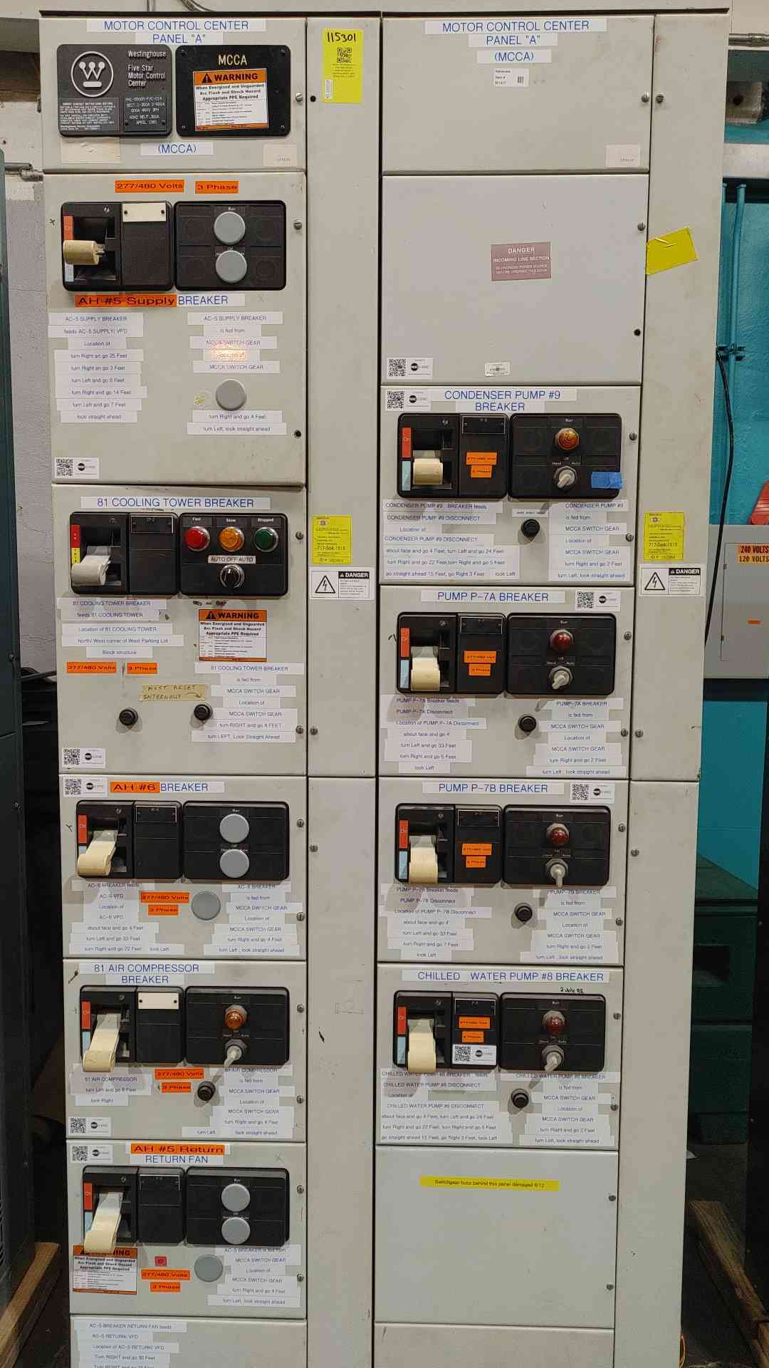 Westinghouse Five Star Motor Control Center MCC Cabinet 600A 460V 3PH 3 Section