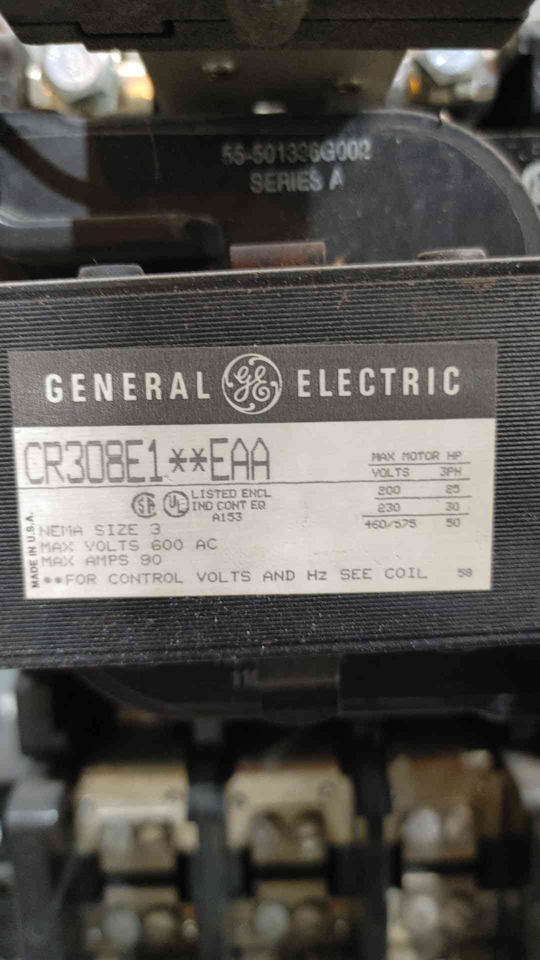 GE CR308E1 NEMA Size 3 Combination Motor Starter Disconnect 90A 50HP 600V