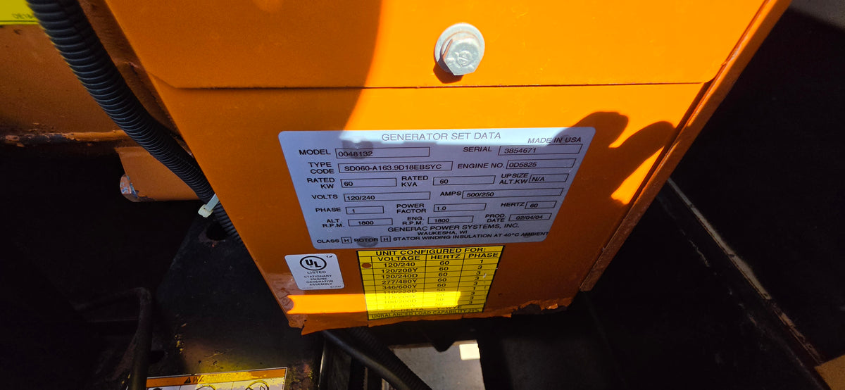 60KW Generac 4034-T Mitsubishi Enclosed Diesel Generator 720hrs