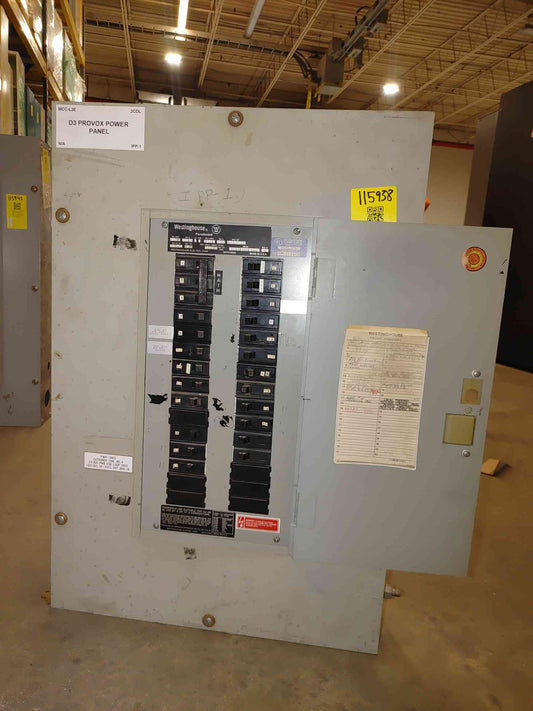 Westinghouse 100A 3PH Panelboard 208Y/120V Class-CTL YS2030 Loaded W Breakers