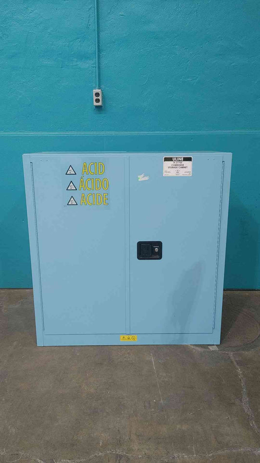 Uline H-37755 Corrosive Acid Safety Storage Cabinet Steel Poly Trays 30 Gallon