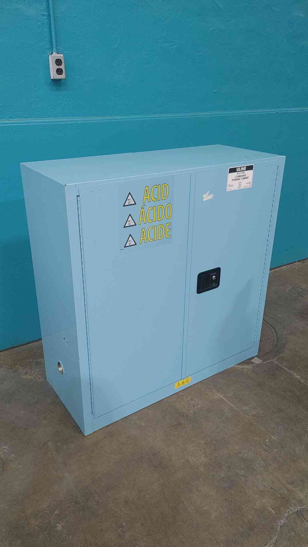 Uline H-37755 Corrosive Acid Safety Storage Cabinet Steel Poly Trays 30 Gallon