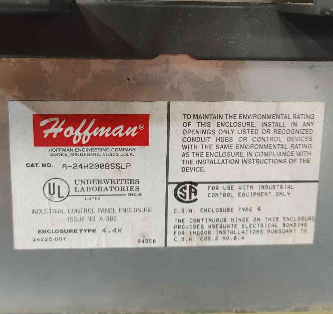Hoffman A-24H2008SSLP Stainless Steel NEMA 4X Enclosure 24x20x8 Control Box