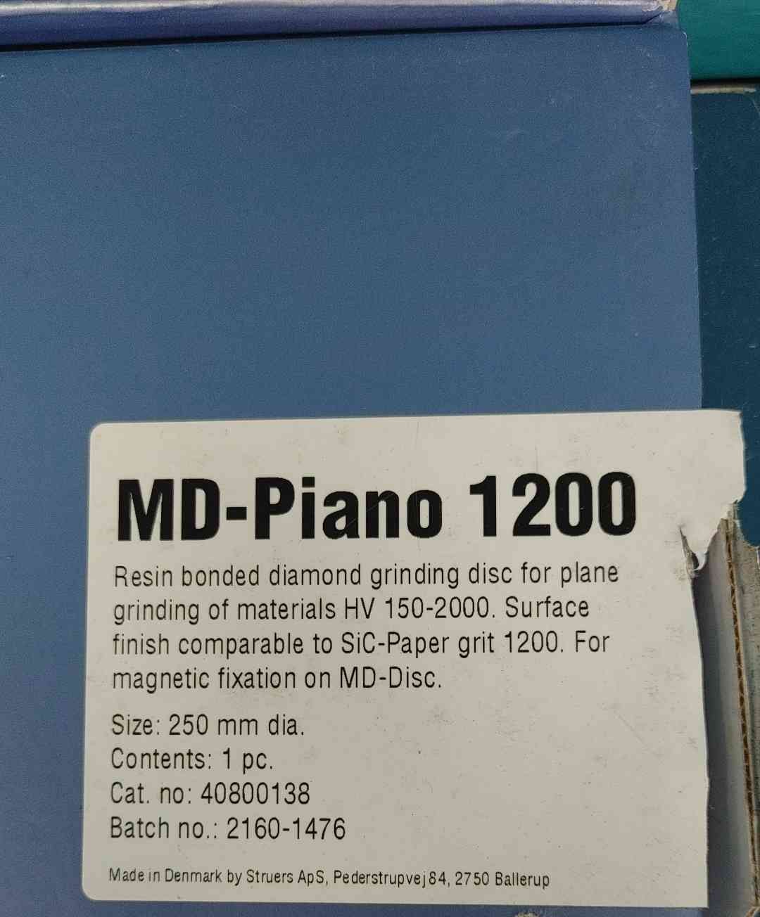 Struers MD-Piano 1200 Diamond Grinding Disc 250mm 10" 40800138 Magnetic Metallographic