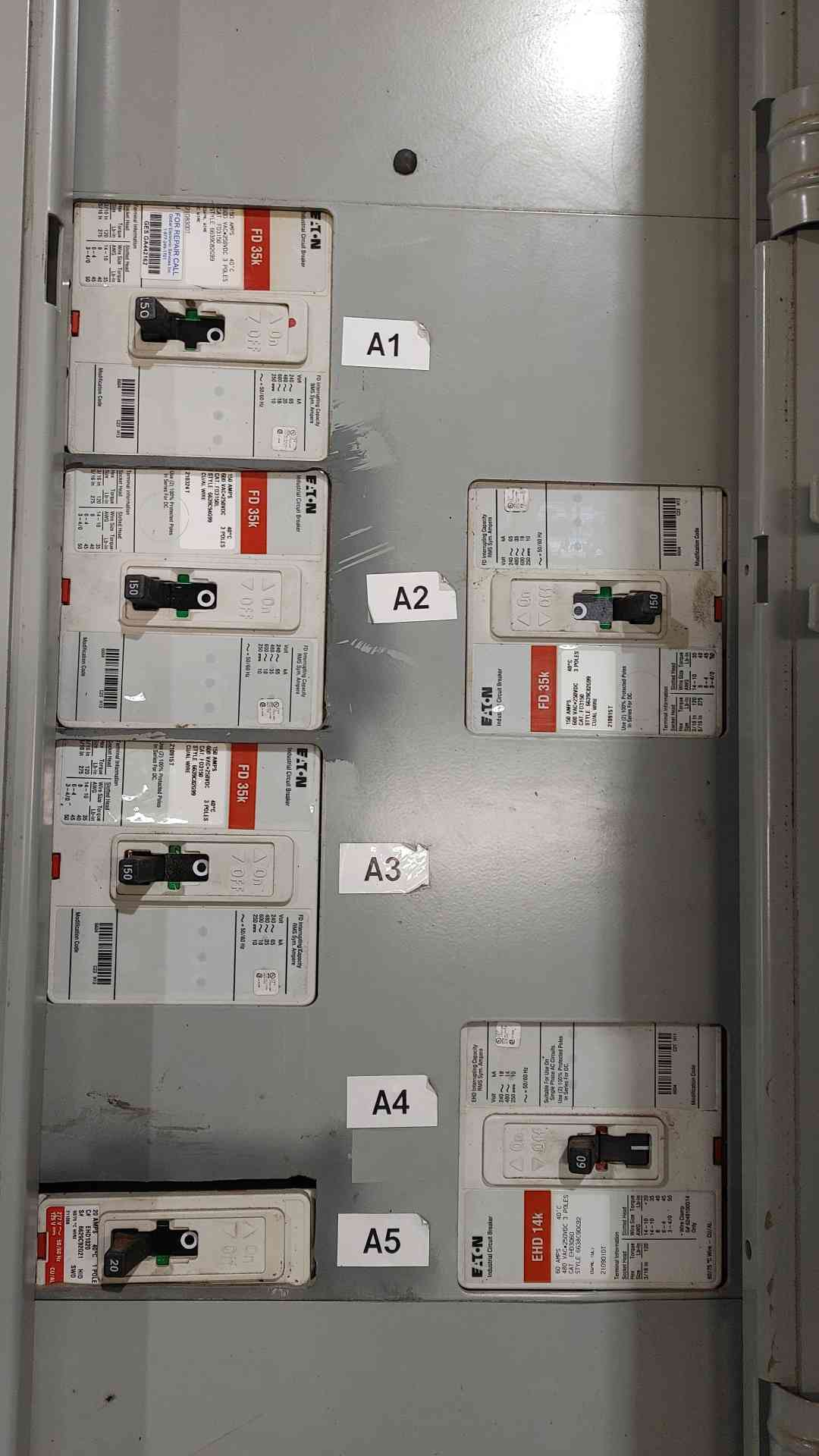 Eaton PRL3a Panelboard 600A 480Y/277V 3Ph L630E Main w/ FD3150 EHD Breakers 600 Amp