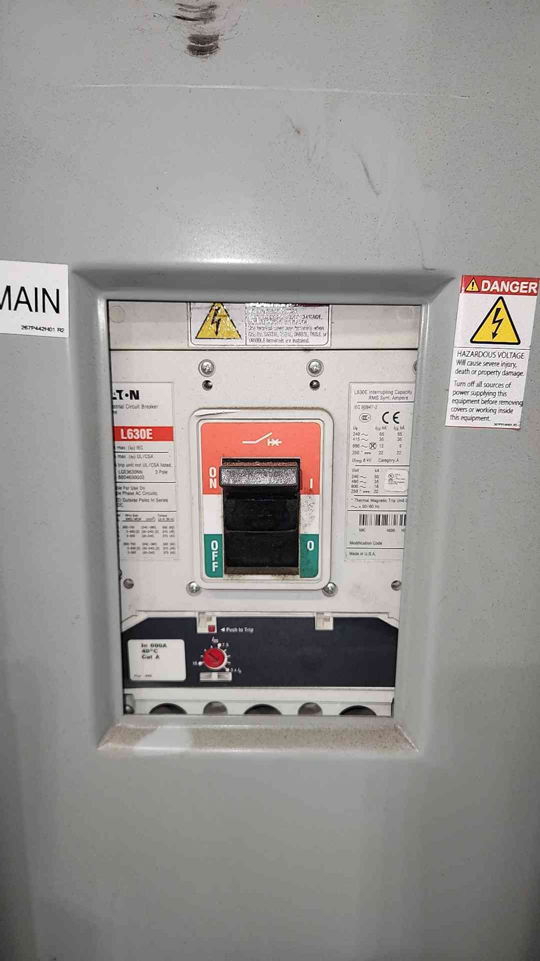 Eaton PRL3a 600A Panelboard 480Y/277V 3Ph w/ 600A Main + (3) 150A & 60A 3P Breaker
