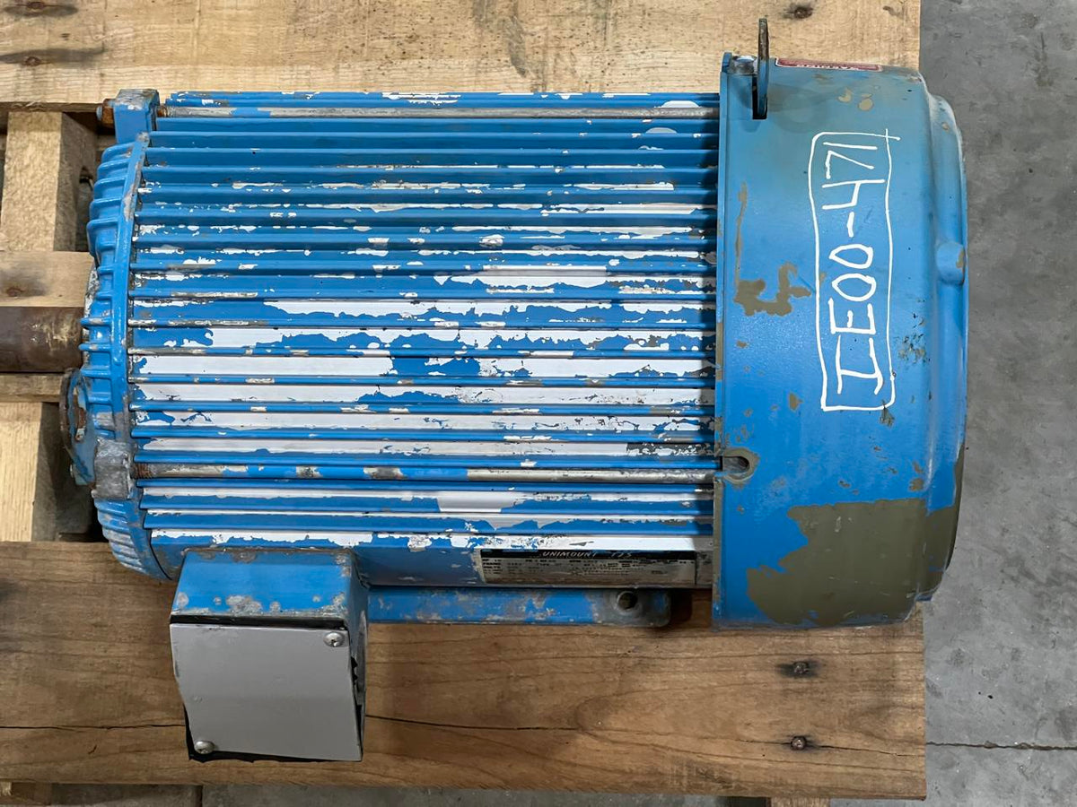 Unimount Electric 3 Phase AC Motor, 10 HP, with 1 3/8″ Shaft, 1755 RPM, Used