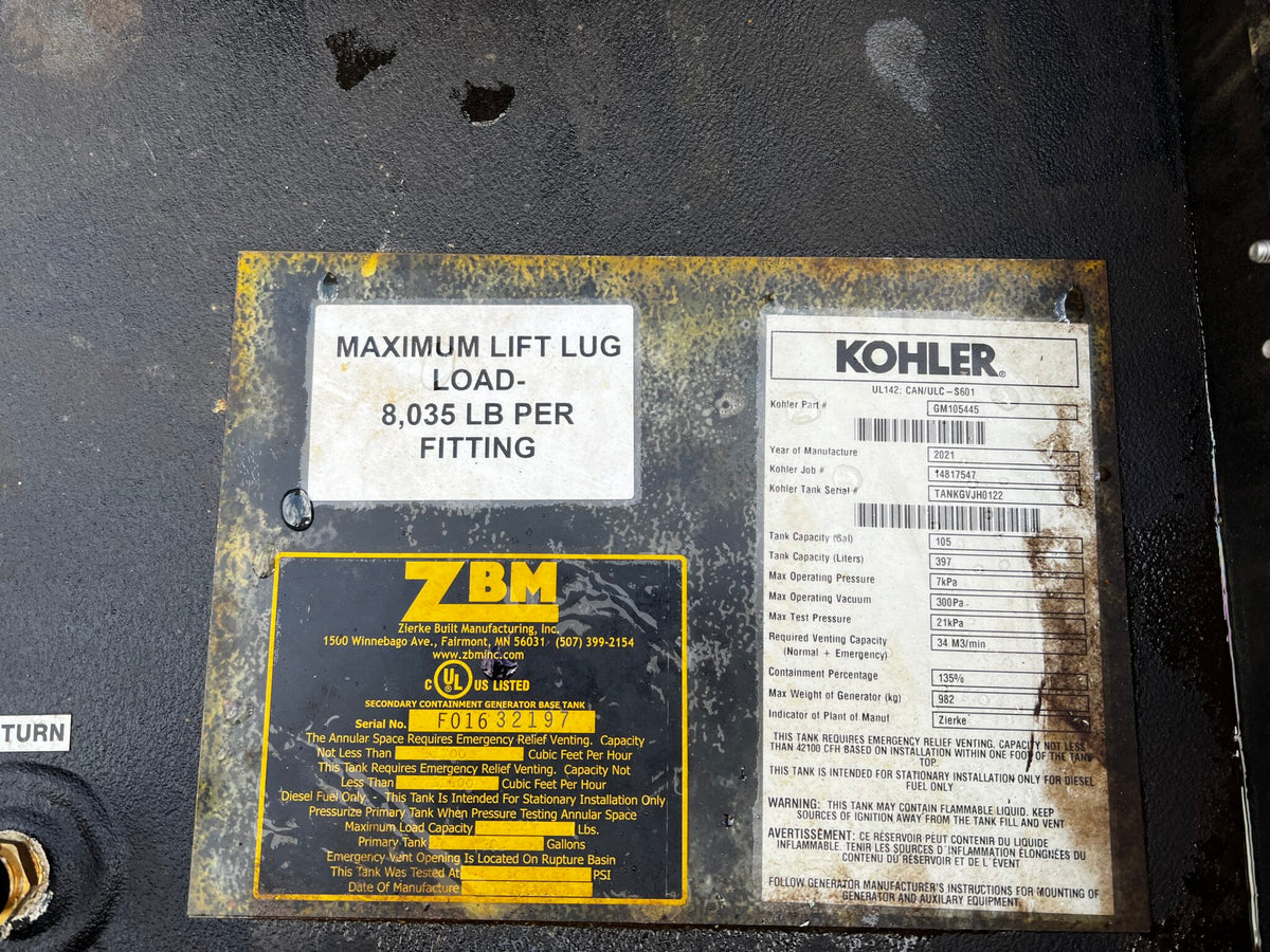 Unused Surplus Diesel Tank for Genset, Slight Damage
