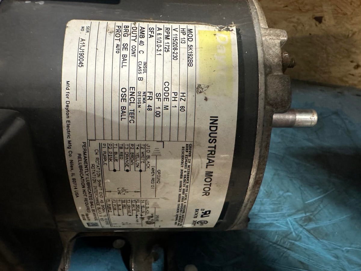 Dayton 1 Phase Electric Motor 1/3 HP 120/240 Volt DSLP1070