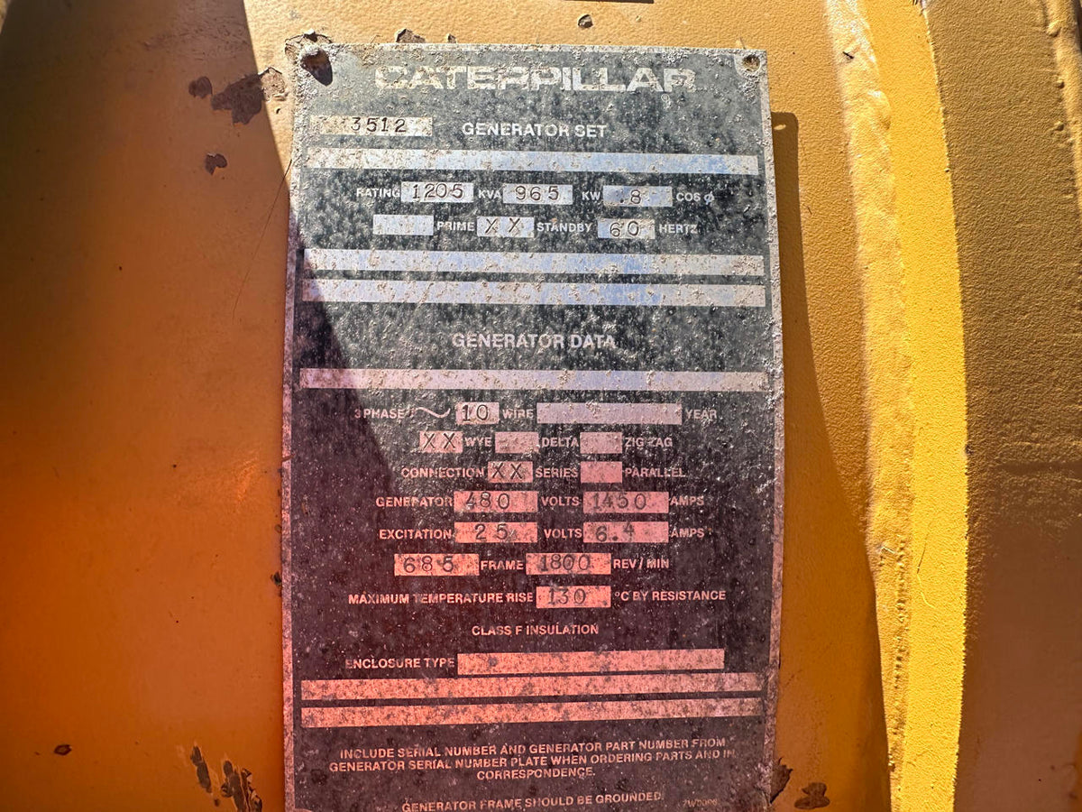 CAT SR4 Generator Head, 965 kW, Year – approx. 1987, 450 Hours