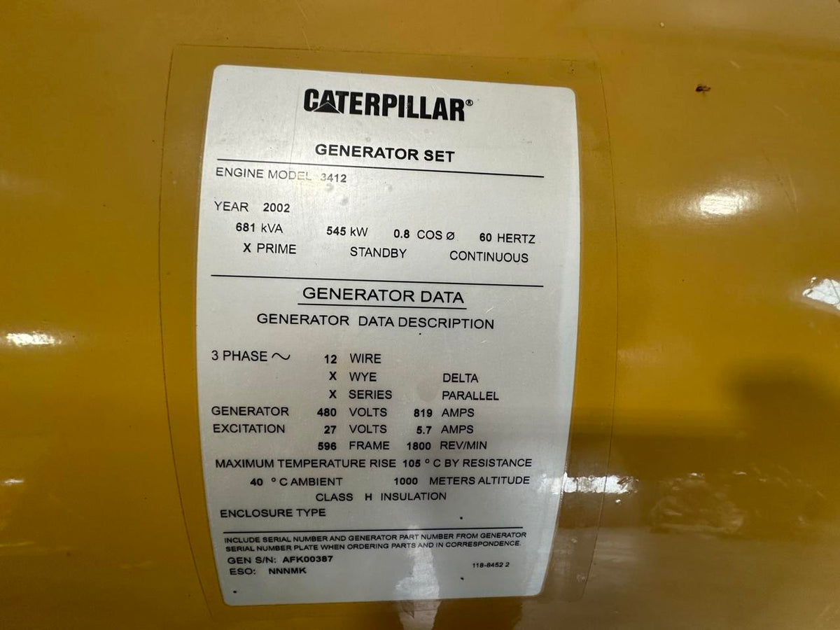 600 kW SR4B CAT Generator Replacement, 350 Hours, 12 Wire