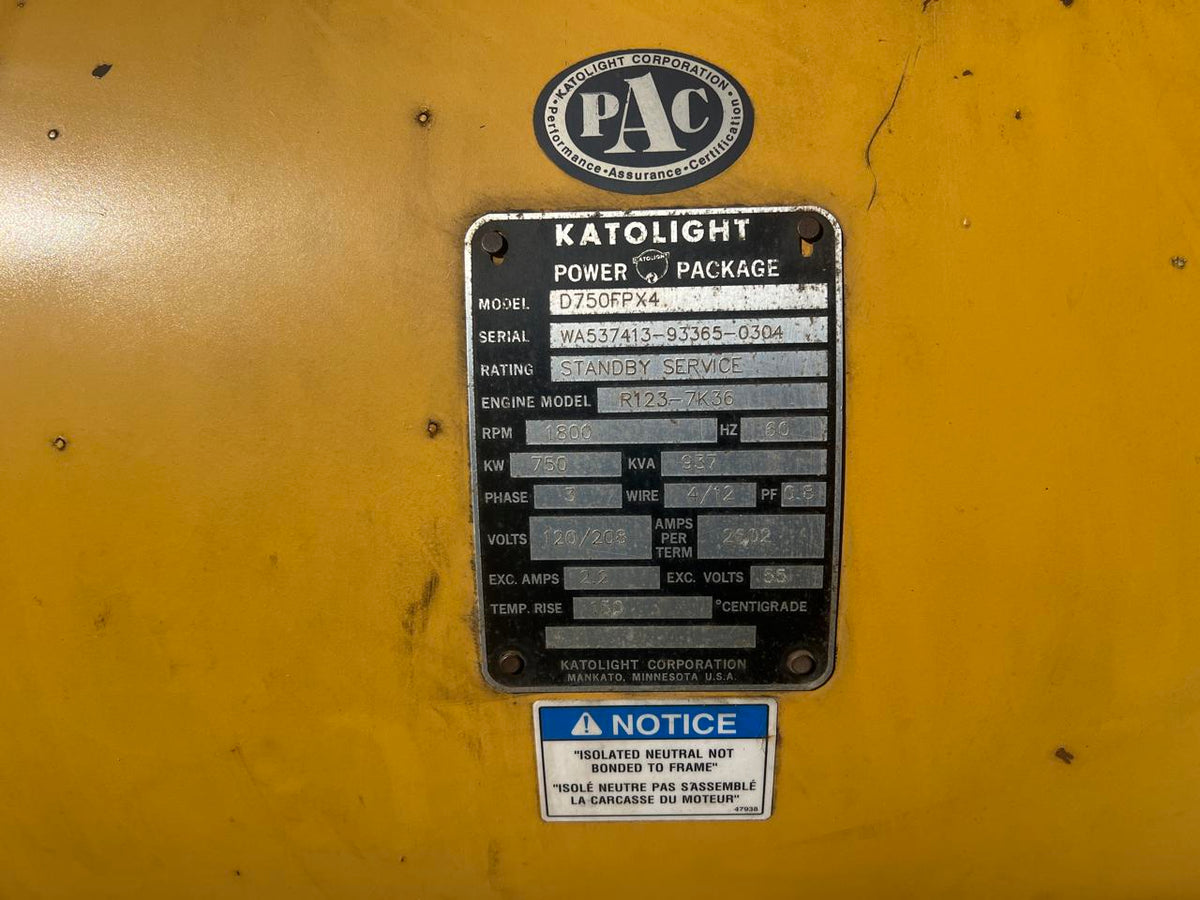 Marathon Gen End, 750 kW, Low Hour Used