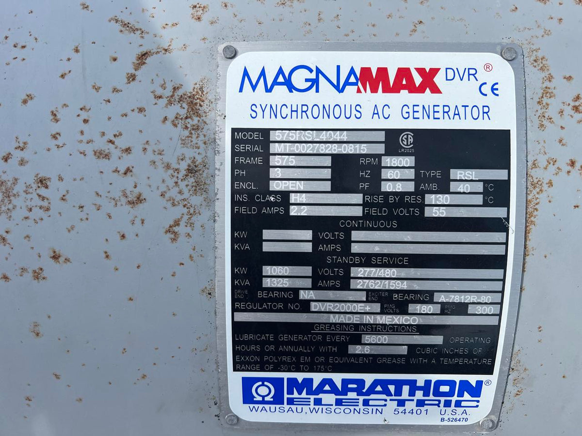 Marathon Generator End, 1060 kW, 277/480 Volt, Year – 2015