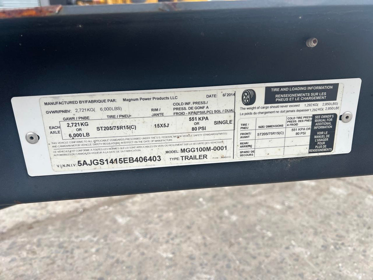 6000 GVW Trailer New Surplus Build for Magnum Generators Comes with Certificate of Origin DSLP1100